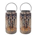 Snow Joe Bliss Outdoors Set of 2 Solar LED Lanterns w Phoenix Feather Design  Hand Painted Finish BSL-310-BZ